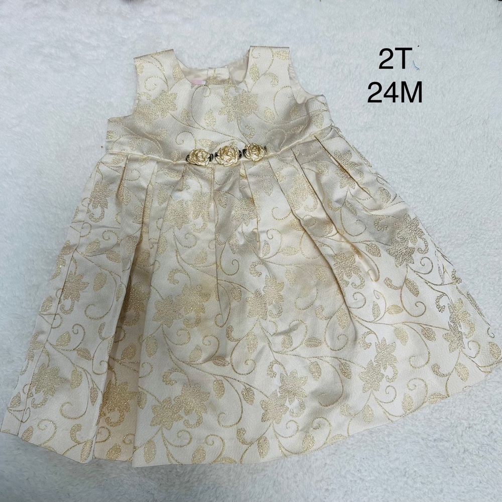 Toddler baby girl ivory party Sleeveless Flower Girl Dress 2T 24M